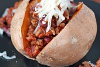 Loaded Sweet Potatoes with Chili and Cheese