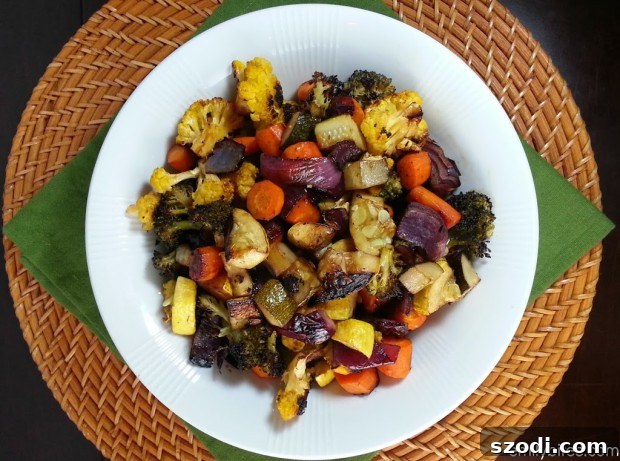 Vibrant Balsamic Roasted Vegetables, ready to serve