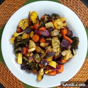 A plate of freshly roasted Balsamic Vegetables