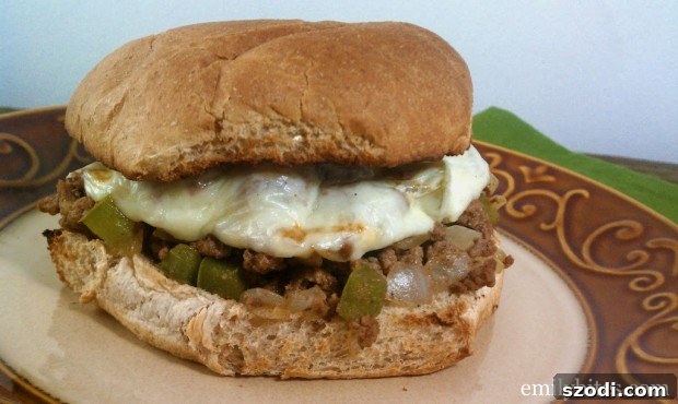 A full platter of homemade Philly Cheesesteak Sloppy Joes, garnished and ready to serve.