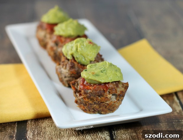 Mexi Meatloaf Muffins with Fresh Guacamole