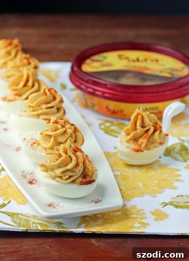 Hummus Deviled Eggs, a healthy and flavorful appetizer
