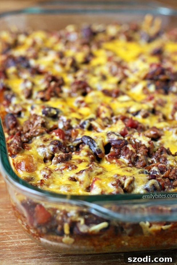 Hearty Chili Cornbread Bake with Melted Cheese