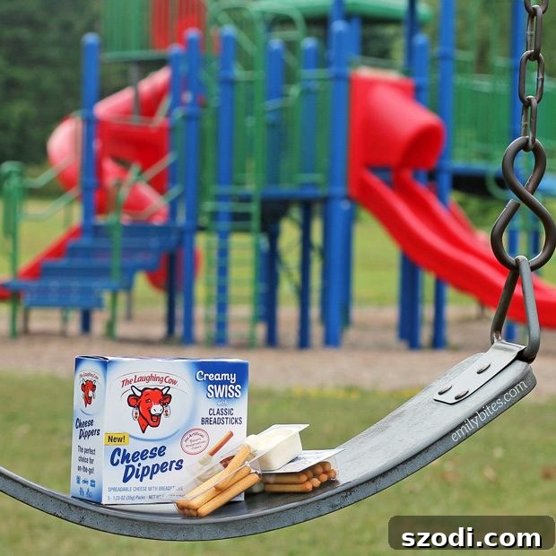 The Laughing Cow Cheese Dippers, featuring creamy Swiss cheese and crunchy breadsticks, perfect for a quick and easy snack.