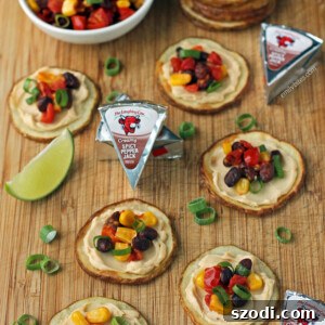 Close-up of the prepared Fiesta Potato Rounds dish, ready for serving.
