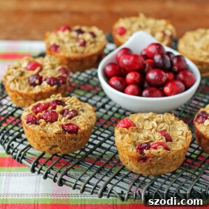 Orange Cranberry Baked Oatmeal Singles on a cooling rack