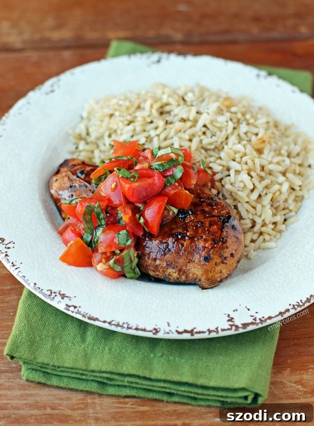 Bruschetta Topped Balsamic Chicken - An Elegant and Healthy Dinner