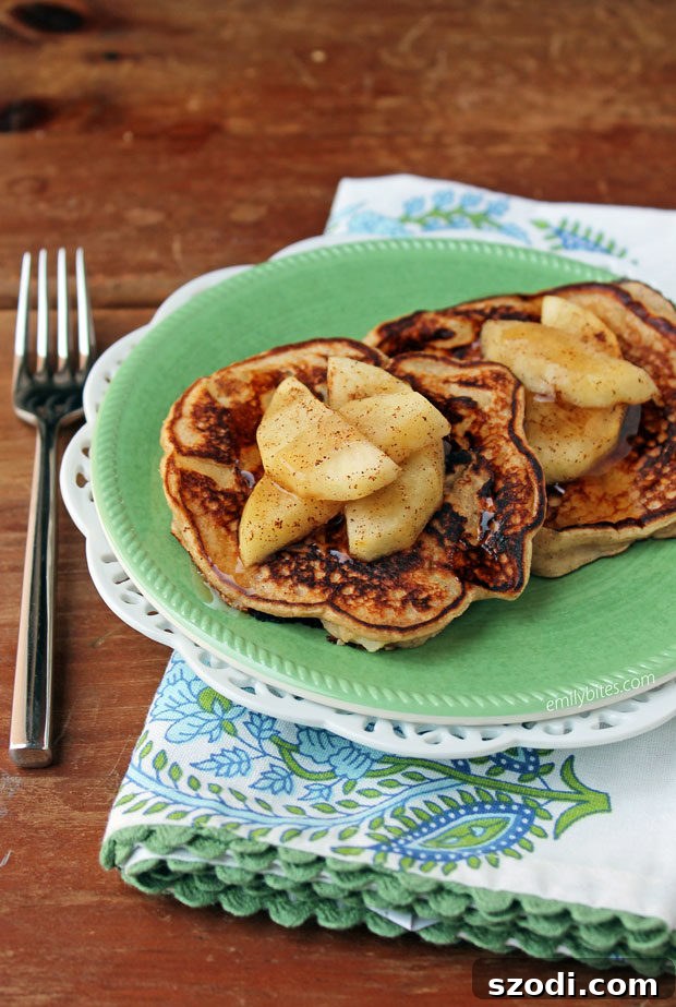 Delicious Apple Cinnamon Pancakes Stacked High