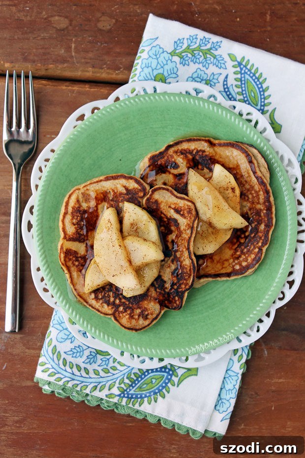 Close-up of Apple Cinnamon Pancakes with Syrup