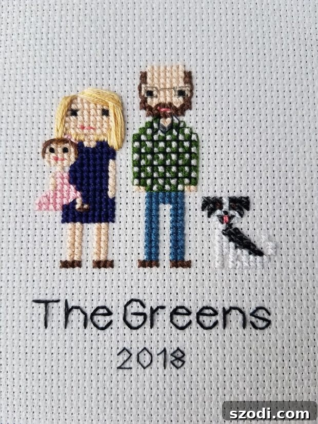My family portrait in unique Stitch People style