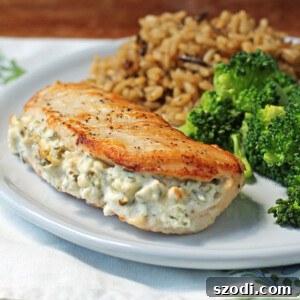 Cream Cheese and Herb Stuffed Chicken side view