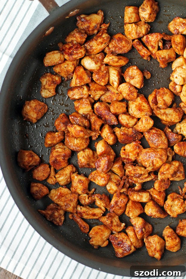 Blackened Chicken Bites in a pan