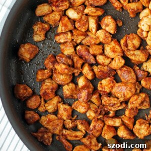 Blackened Chicken Bites in a pan
