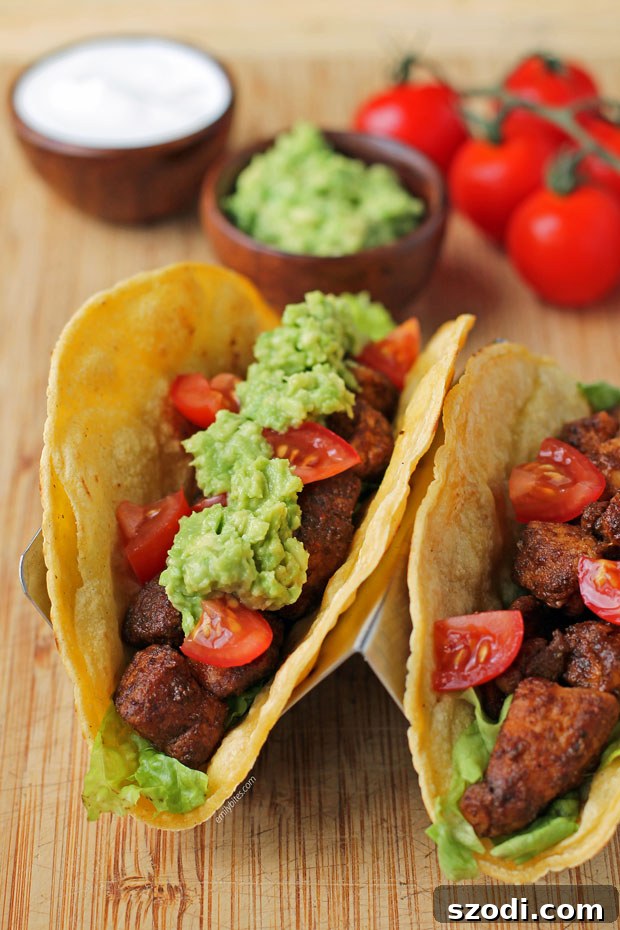 Easy Chicken Tacos with a side of vibrant guacamole