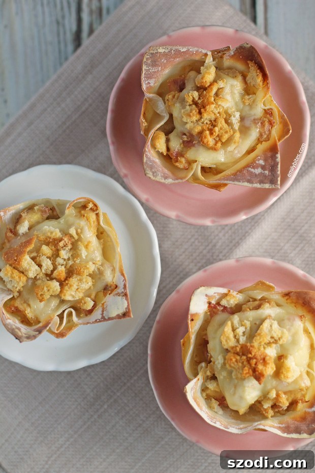Delicious Chicken Cordon Bleu Wonton Cupcakes served in a muffin tin