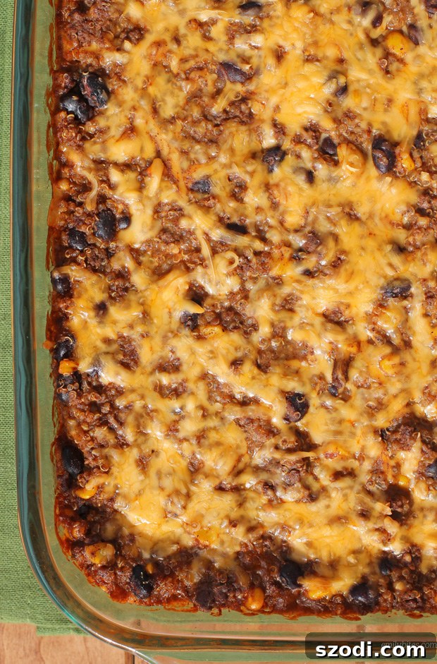 Beef Enchilada Quinoa Bake with Optional Toppings