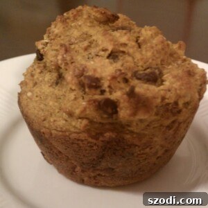 Close-up of a stack of Pumpkin Chocolate Chip Bran Muffins