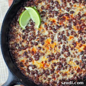Bold Spicy Black Bean and Cheese Skillet 5 Cheesy Spicy Black Bean Skillet with lime