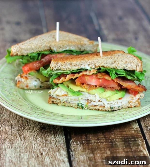 Delicious California Club Sandwich with avocado and bacon