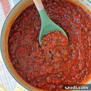 Weeknight Bolognese sauce in a pot