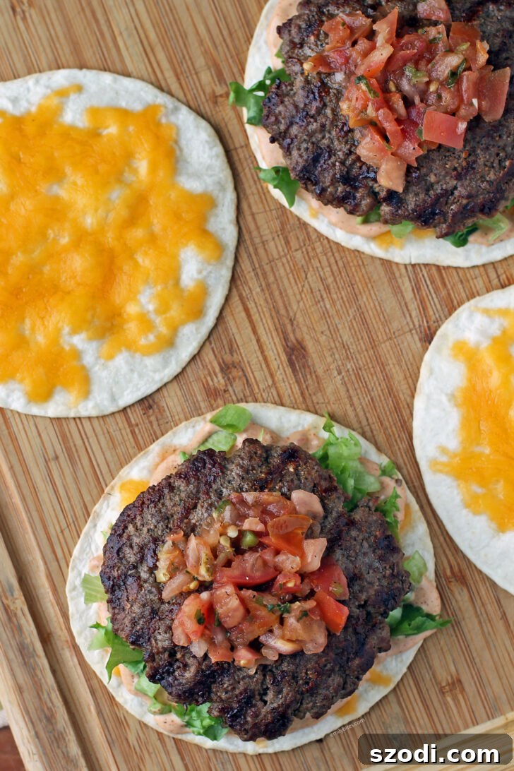 Quesaburger 3 Quesadilla Burgers open overhead view