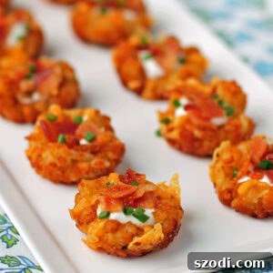 Mini Loaded Tater Tot Cups on a platter