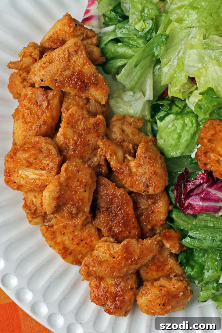 Brown Sugar Mustard Rubbed Chicken Bites close up - Sweet, savory, and with a hint of spice, these chicken bites are perfect for any meal.