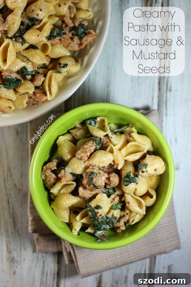 Creamy Pasta with Sausage and Mustard Seeds - Delicious Family Dinner