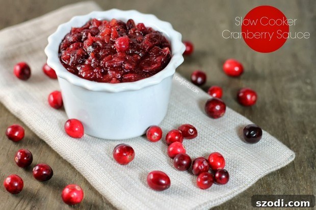 Homemade Slow Cooker Cranberry Sauce with Apples and Orange