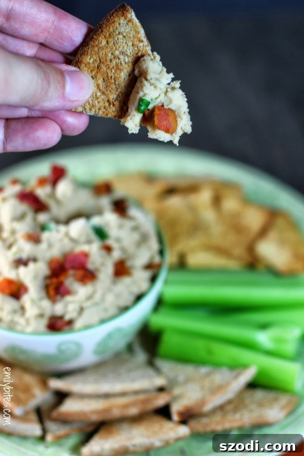 Delicious White Bean and Bacon Dip Served with Dippers