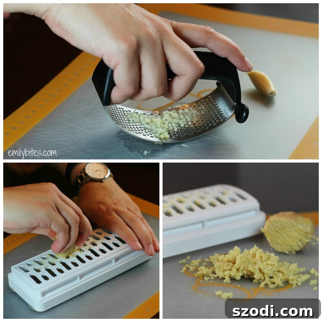 Pampered Chef Garlic Smash & Paste and Ginger Grater in action