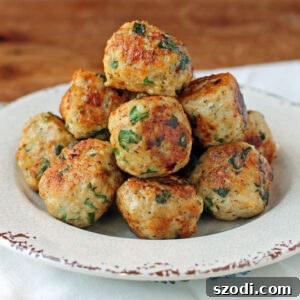 A pile of freshly cooked Greek Chicken Meatballs, perfectly golden brown and ready to serve